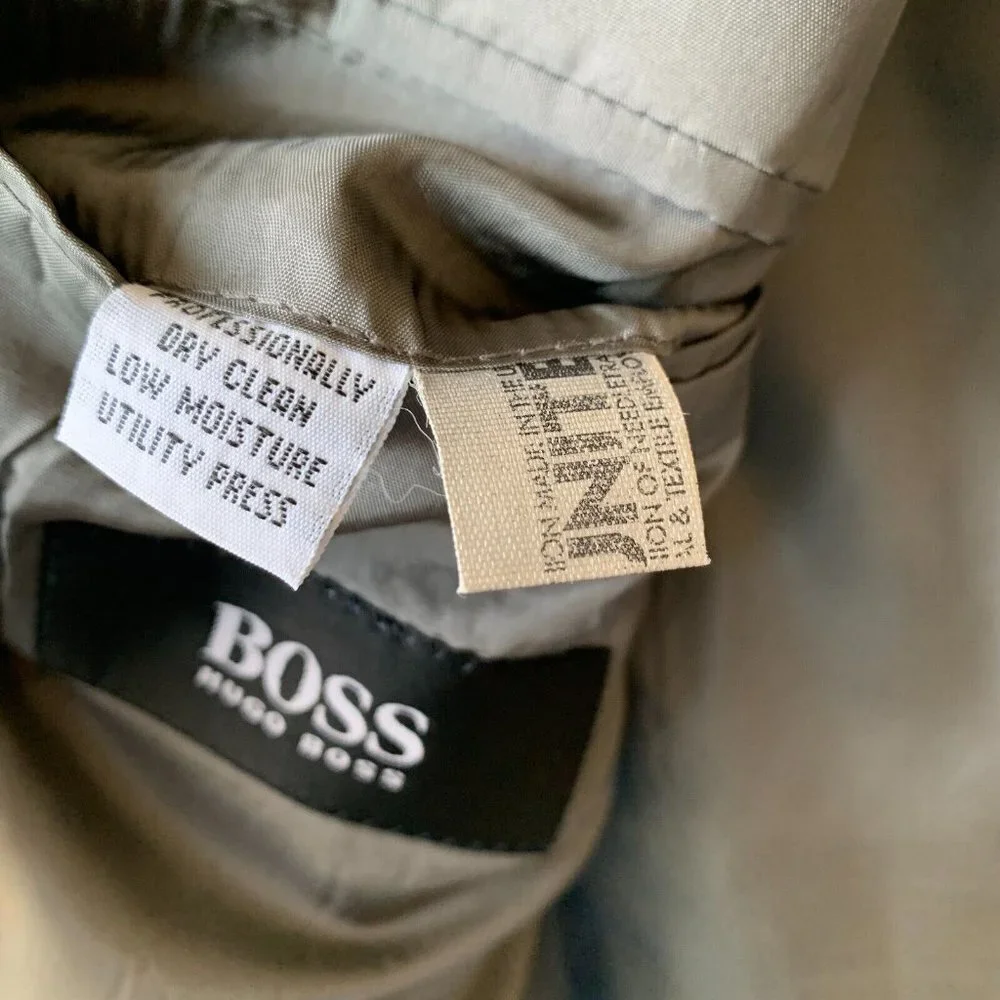 Hugo Boss Sport Coat Men 46L Wool Blazer Einstein Sigma Greenish Gray Union Made